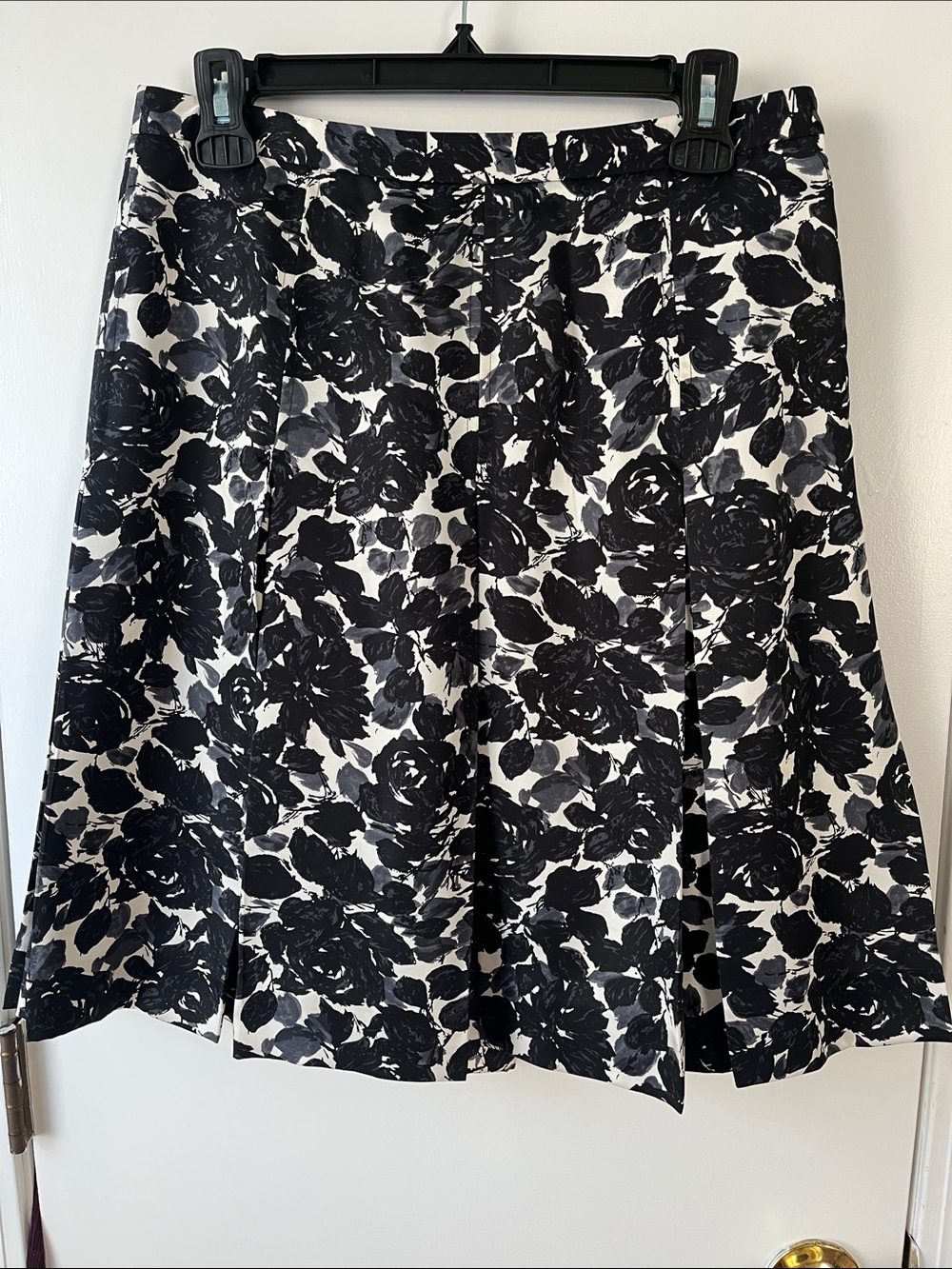 J. Crew Black Floral Silk Skirt